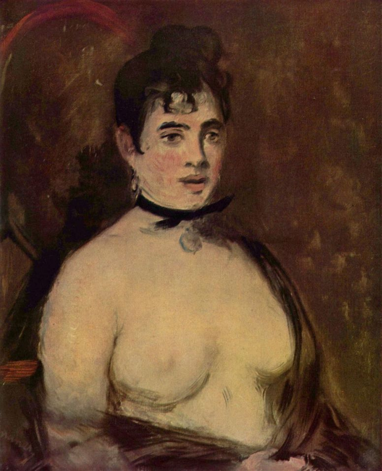 Edouard Manet Brunette with bare Breasts 1875 4960 cm Descripción