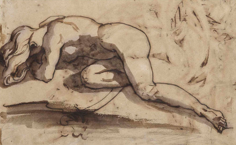 Buy digital version Reclining nude Etude by Théodore Géricault Arthive