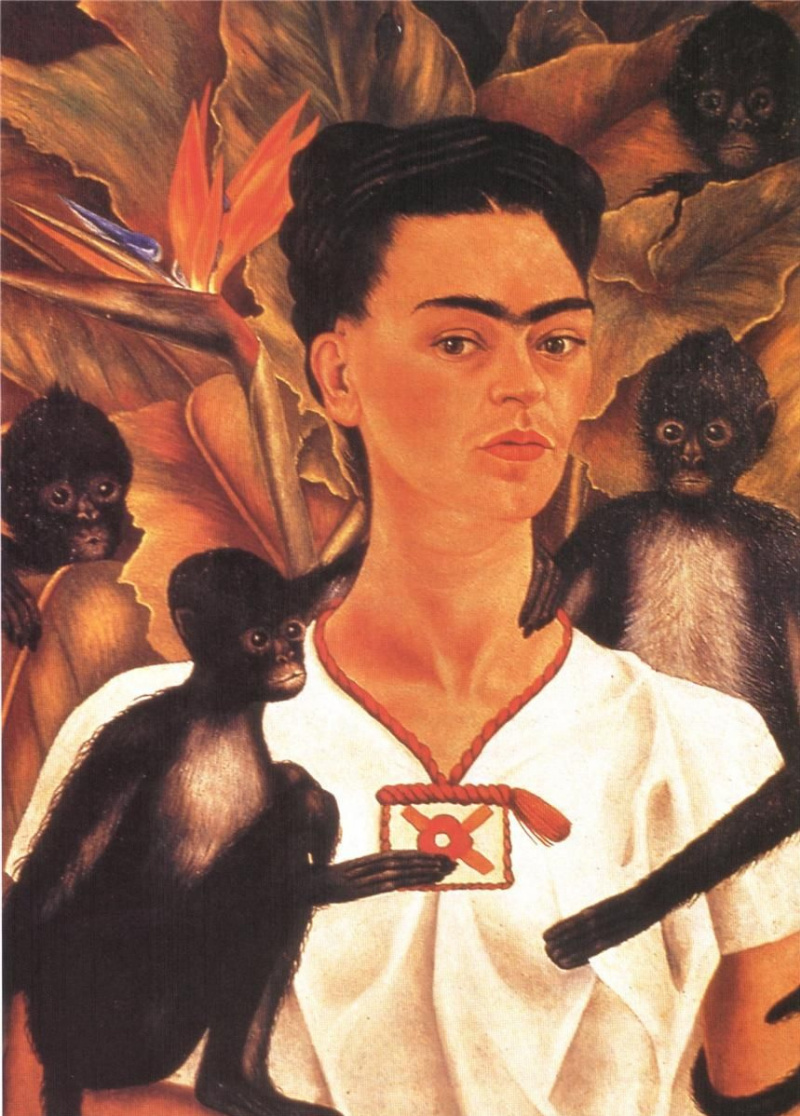 Frida Kahlo Self portrait with monkeys 1943 6382 cm Descripción de