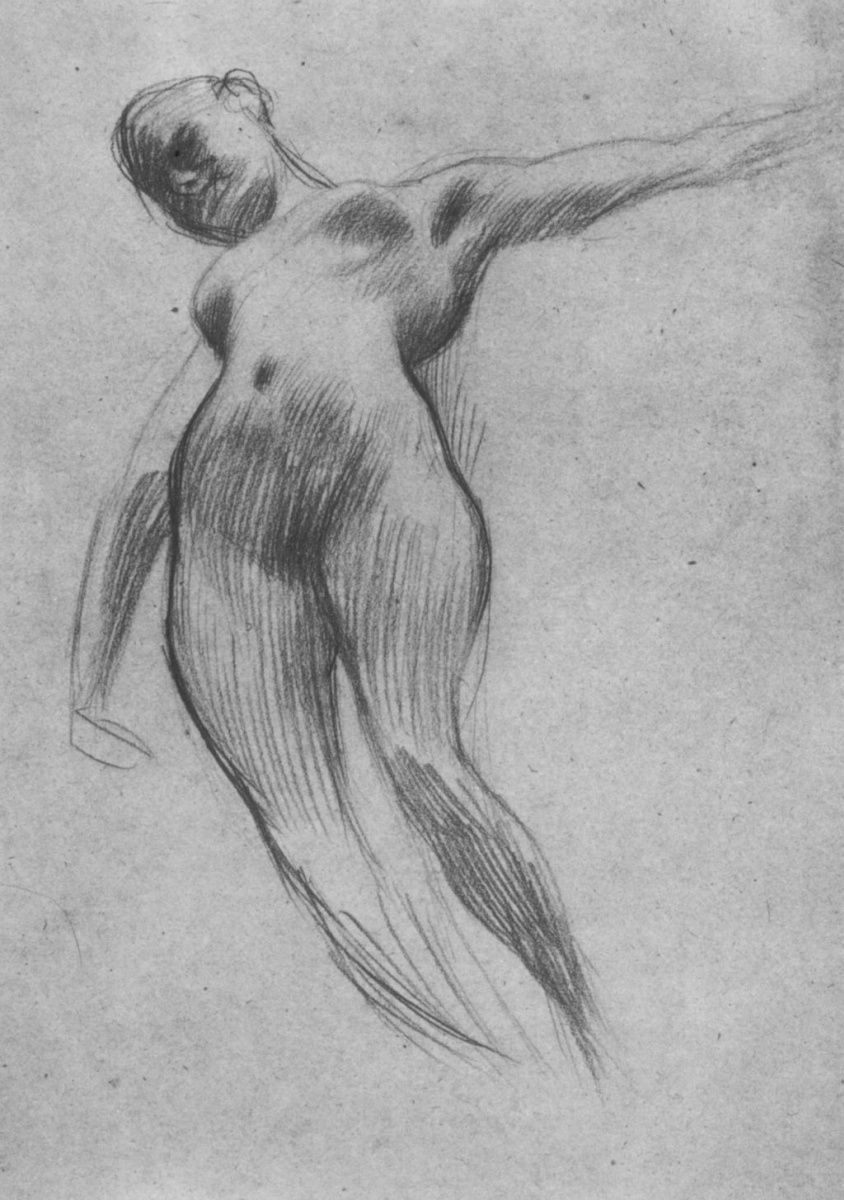 Gustav Klimt Floating Nude Sketch For Medicine 1897 3140 Cm