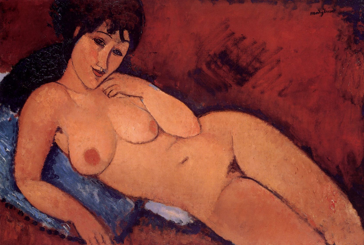 Amedeo Modigliani Nude On A Blue Cushion Cm Descriptif