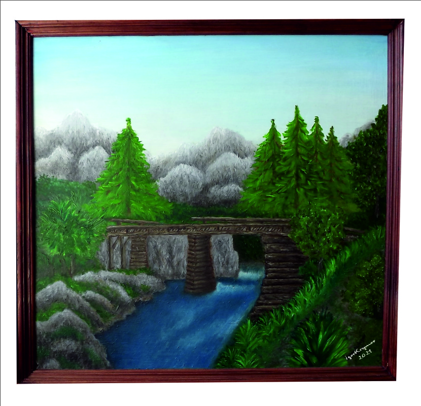 Дулепов Игорь Николаевич A wooden bridge over a mountain river 5 2022