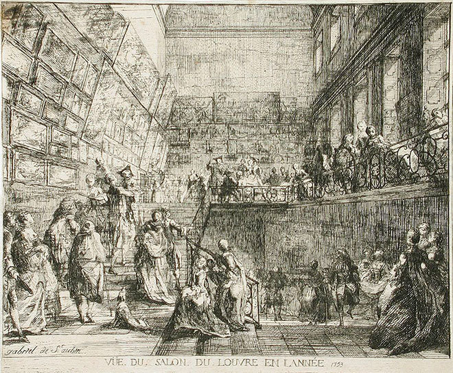 Gabriel de Saint-Aubin. View of the Salon in the Louvre in the Year 1753, 1753