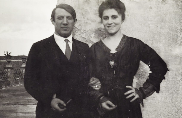 Pablo Picasso and Olga Khoklova in Rome, 1917.