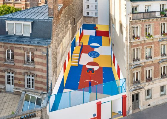 French fashion brand Pigalle created a basketball court in the 9th arrondissement of Paris, and deco
