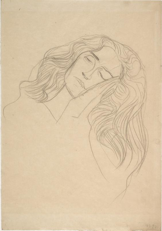Густав Климт. Женское лицо, щекой прижатое к рукам. 1903 © Albertina, Wien bzw © The Albertina Museu Густав Климт. Женское лицо, щекой прижатое к рукам. 1903 © Albertina, Wien bzw © The Albertina Museu