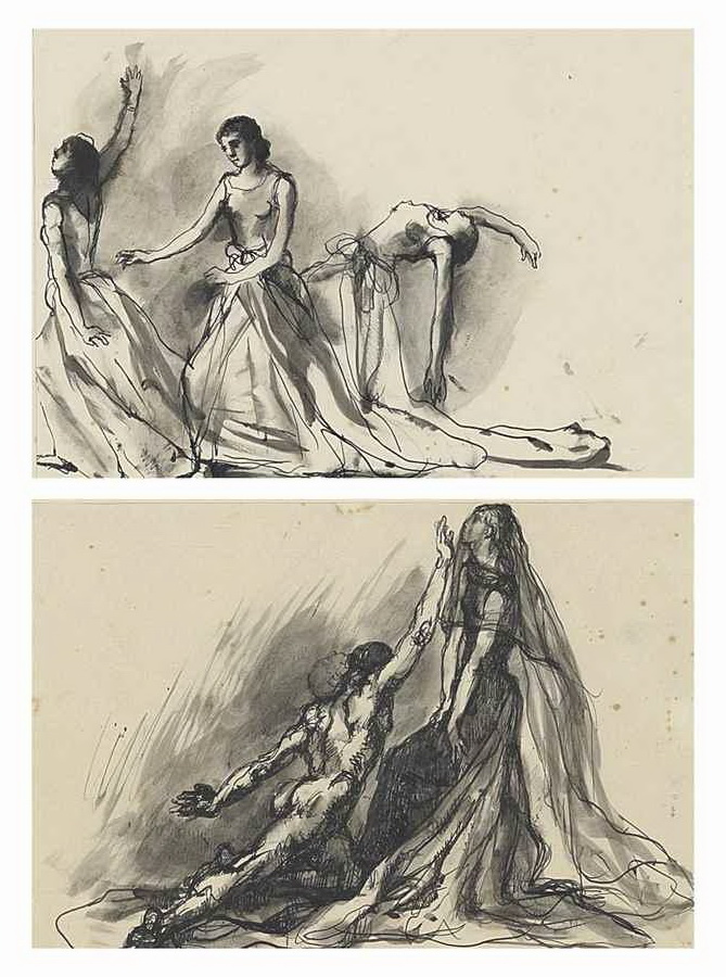 Павел Челищев. Эскиз к балету «Странник», 1933 год, чернила, бумага, частное собрание Павел Челищев. Эскиз к балету «Странник», 1933 год, чернила, бумага, частное собрание
