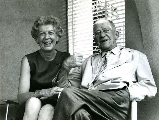 Olda and Oskar Kokoschka on the terrace of the house in Villeneuve, 1970.