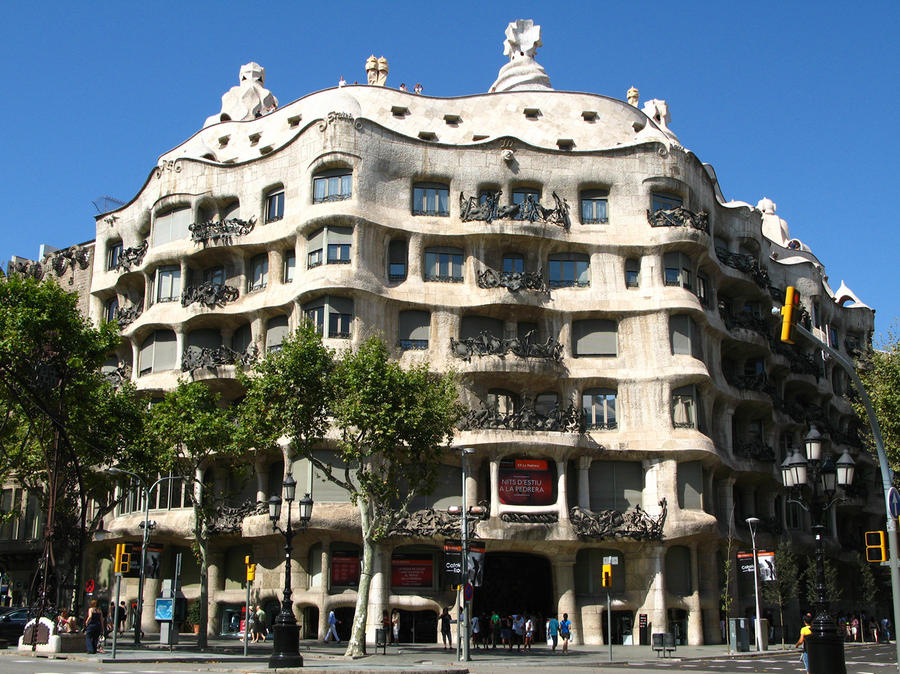 The façade of Casa Mila. The inhabitants of Barcelona did not immediately accept the appearance of t
