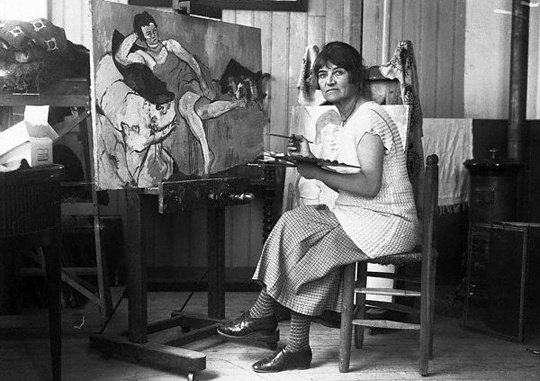 Suzanne Valadon in her workshop. 1926 photo. Suzanne Valadon in her workshop. 1926 photo.