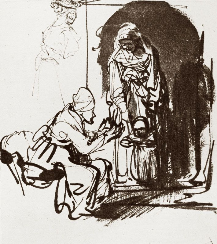 Рембрандт ван Рейн. «Две женщины учат младенца ходить». Ок. 1632−33 гг. Рембрандт ван Рейн. «Две женщины учат младенца ходить». Ок. 1632−33 гг.