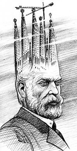 Caricature of Antonio Gaudí. Source: wordpress.com