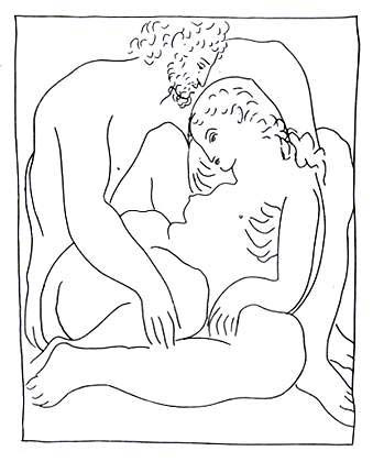 Pablo Picasso. The Love of Jupiter and Semele. Etching. From the illustrations for Ovid’s Les Métamo Pablo Picasso. The Love of Jupiter and Semele. Etching. From the illustrations for Ovid’s Les Métamo