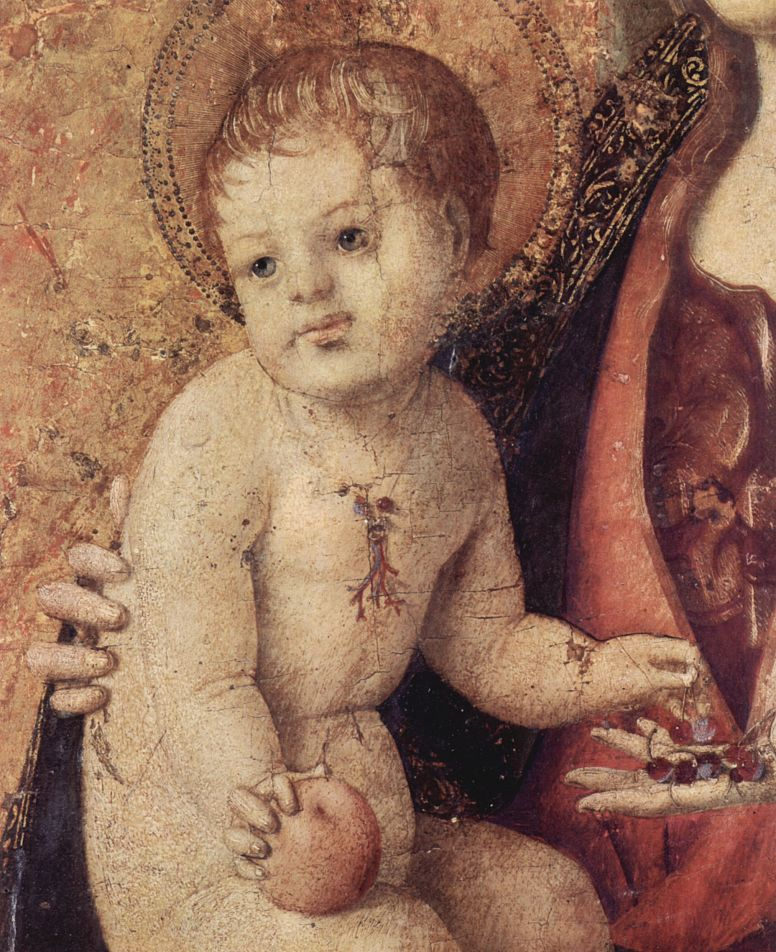 Antonello da Messina. Polyptych of Saint George, the Central part, scene Madonna enthroned, detail: Christ child