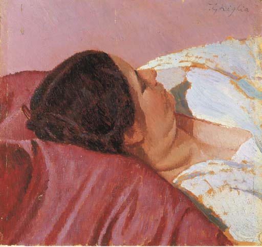 Oscar Ghiglia. The painter wife Isa sleeping