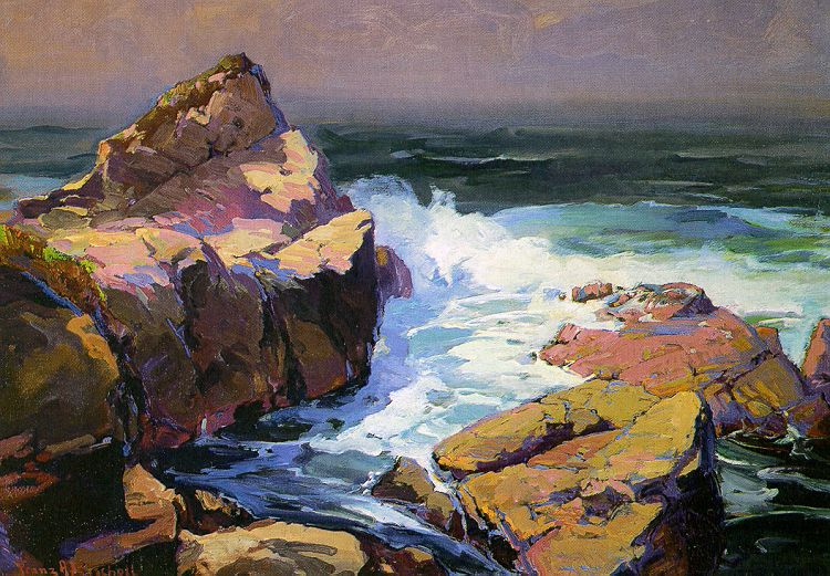 Картина скалы и море