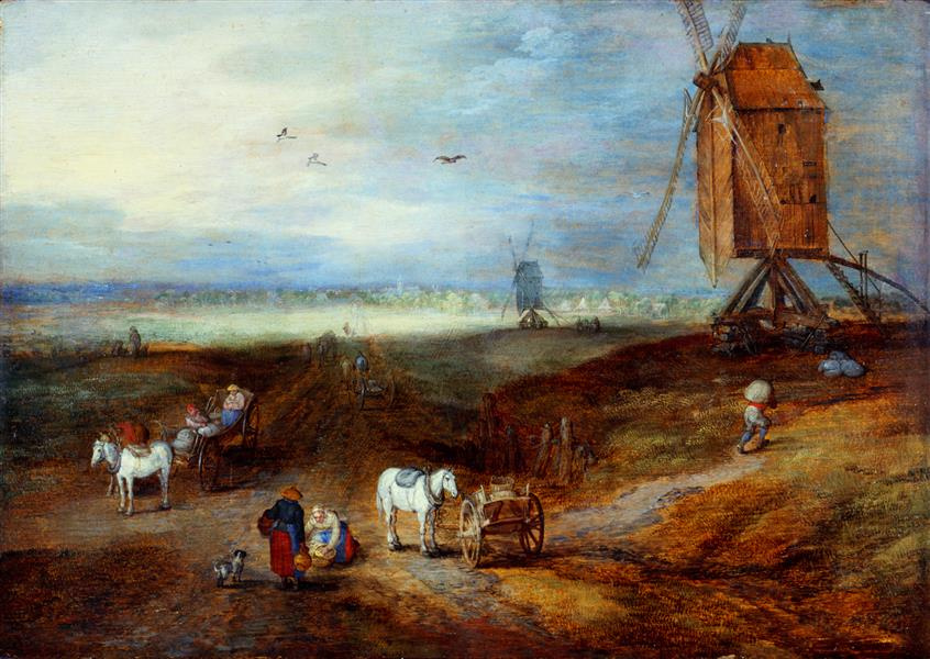 Jan Bruegel The Elder. Plain with windmills