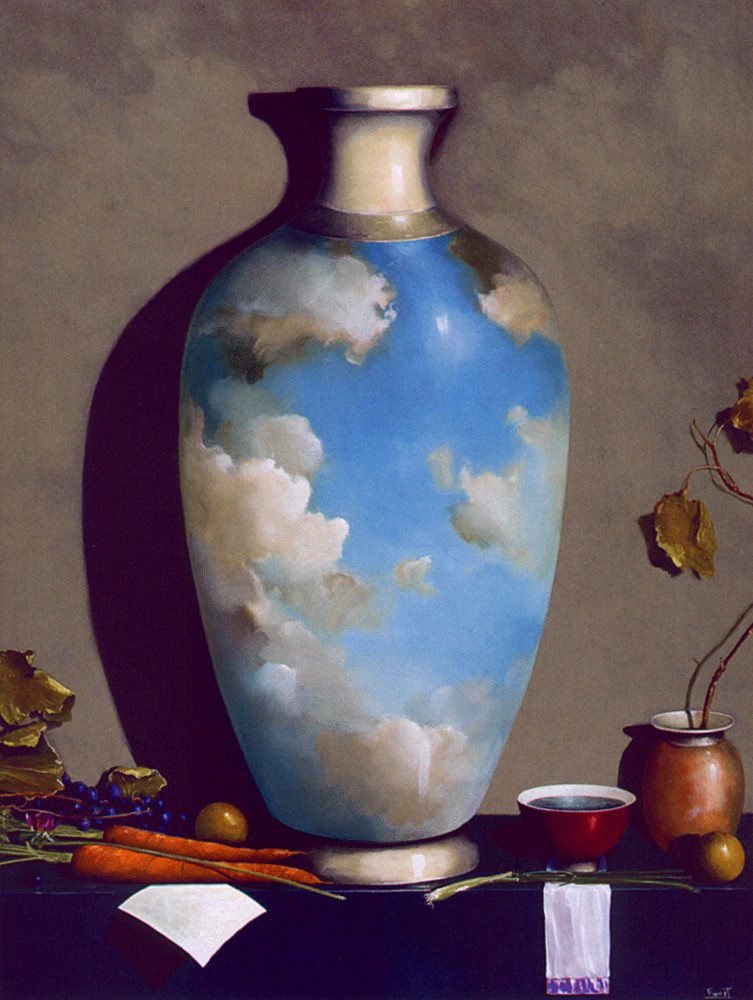 Цветочная композиция на стол гостей в высокой вазе