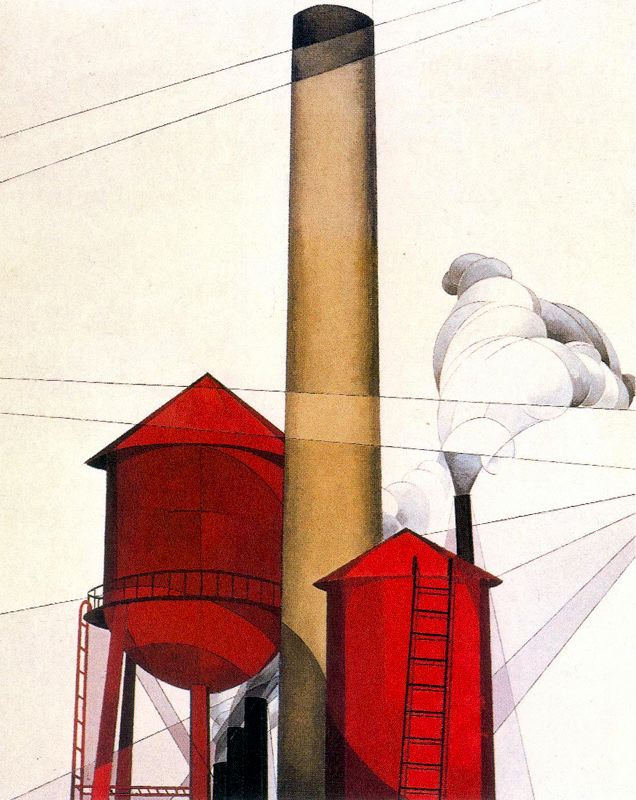 Charles Demuth. Pipe and water tower