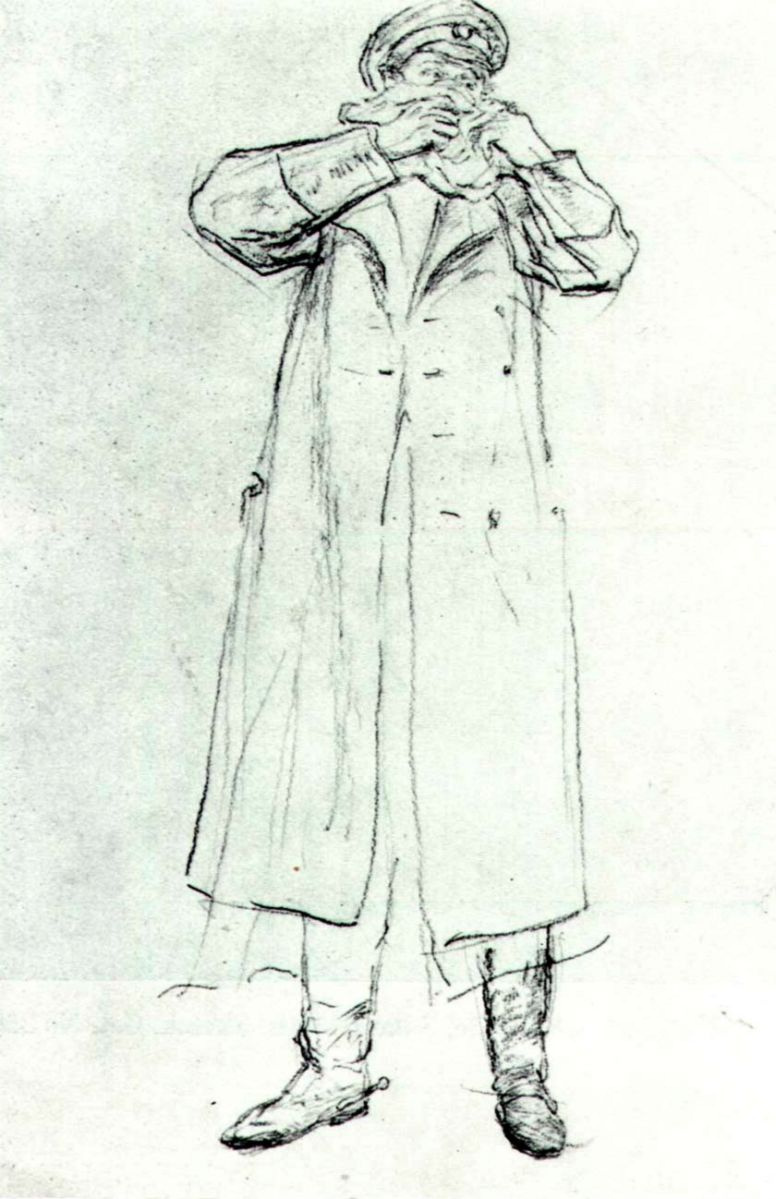 Ilya Efimovich Repin. Standing man in uniform, clutching a handkerchief. Duel