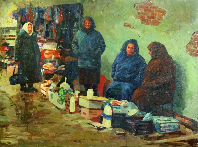 Уличная торговля картинами