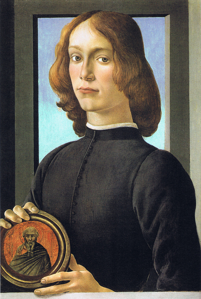 Sandro Botticelli. Portrait of a young man with a medallion