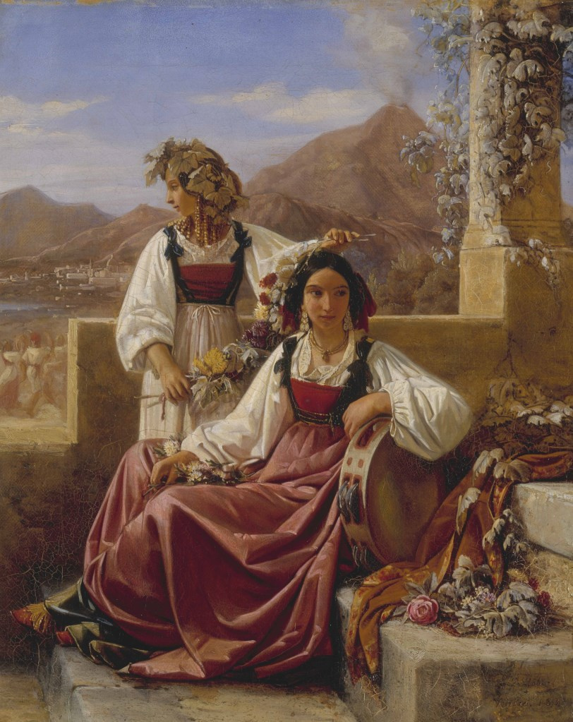 Two young Neapolitans women dressing up for the party