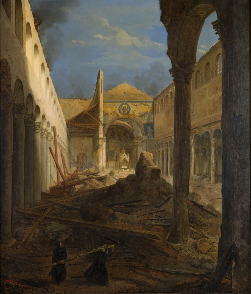 Louis Léopold Robert. Interior of the Basilica of Saint Paul Outside the Walls, in Rome, after the fire of 1823