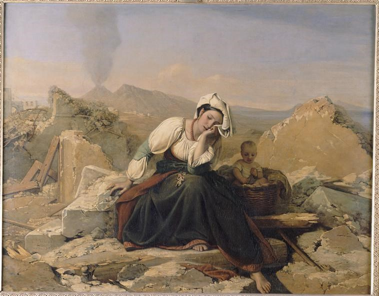 Louis Léopold Robert. Napolitan woman crying in the ruins of her house after an earthquake