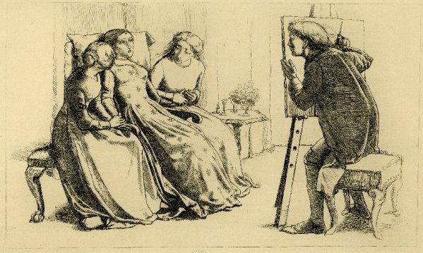 John Everett Millais. Portrait of a dying girl. Illustration for a story by Dante Gabriel Rossetti