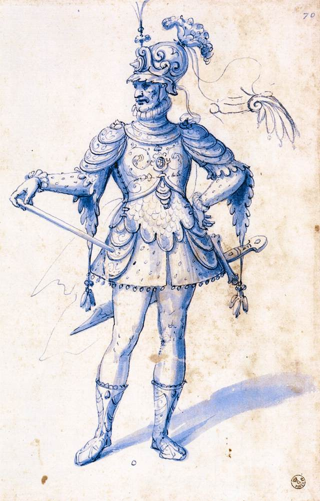 Giuseppe Arcimboldo. The man in the knight costume. Sketch