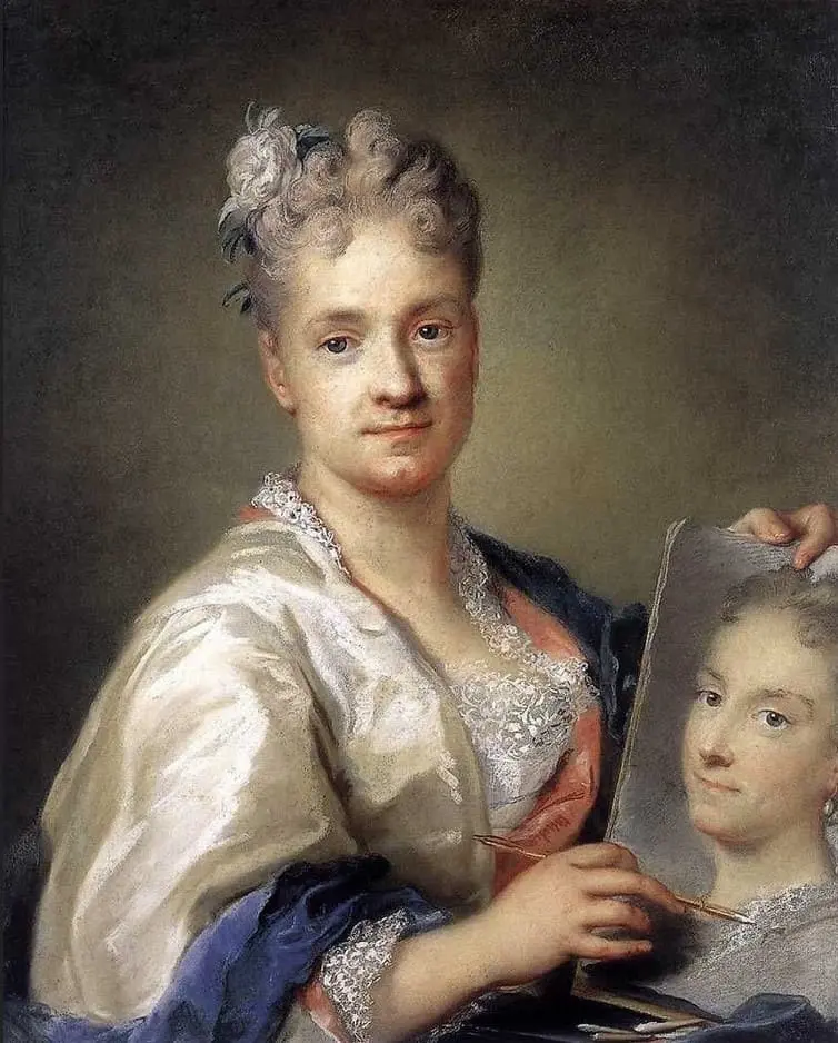 Venetian Rococo: Rosalba Carriera, Self-portrait Holding a Portrait of Her Sister, The Uffizi Gallery, Florence, Italy, 1709.