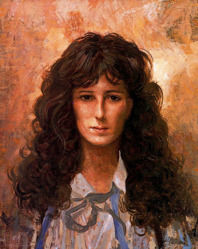 Guinness Liebana. Portrait of a woman with curls