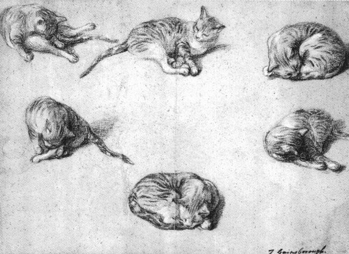 Томас Гейнсборо - Эскиз шести кошек, 1770, 34×26 см: Описание произведения  | Артхив