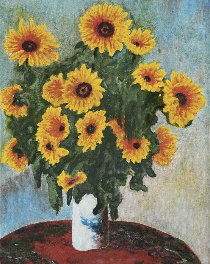 Dmitry Ivanovich Kobylkin. Reflection, a bouquet of sunflowers - Claude Monet.