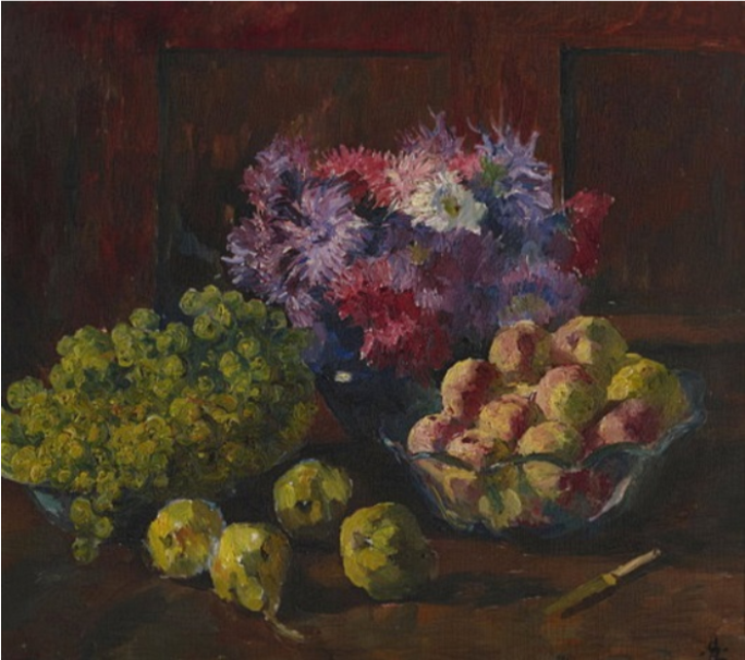 Giovanni Giacometti. Still life with fruit and flowers