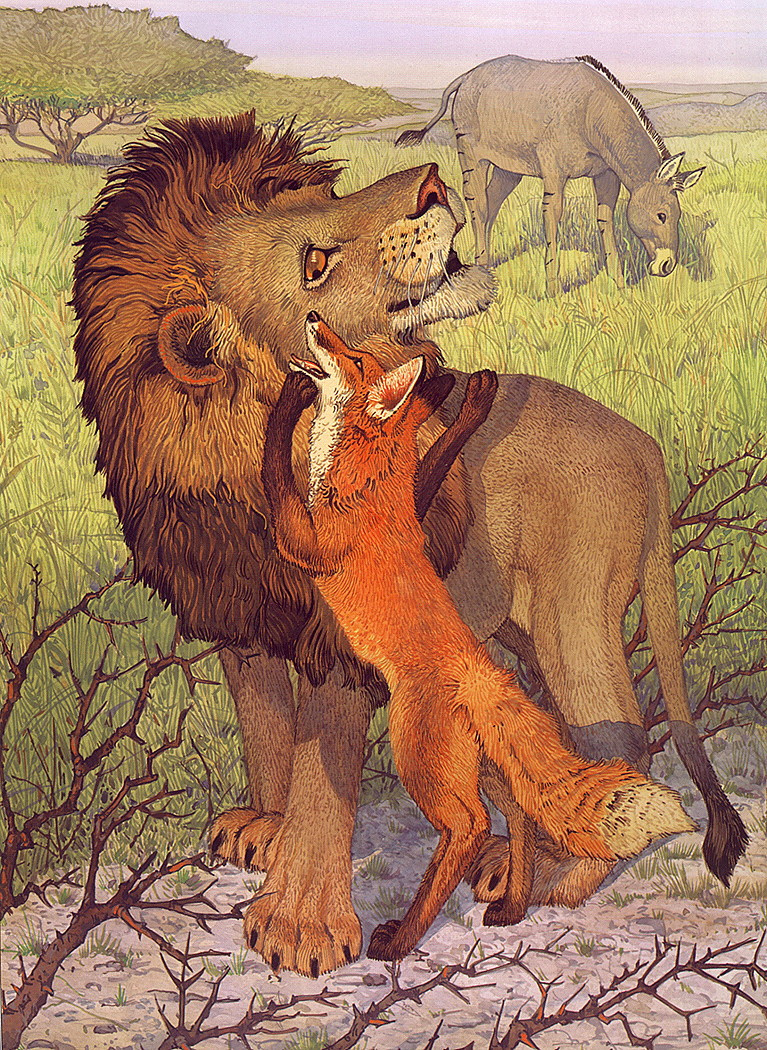 Басня Лев и лисица Крылов