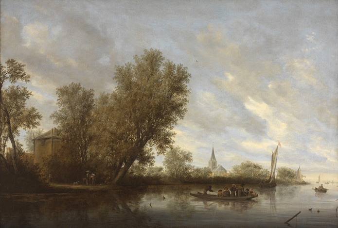 Jan van Goyen. River landscape with ferry