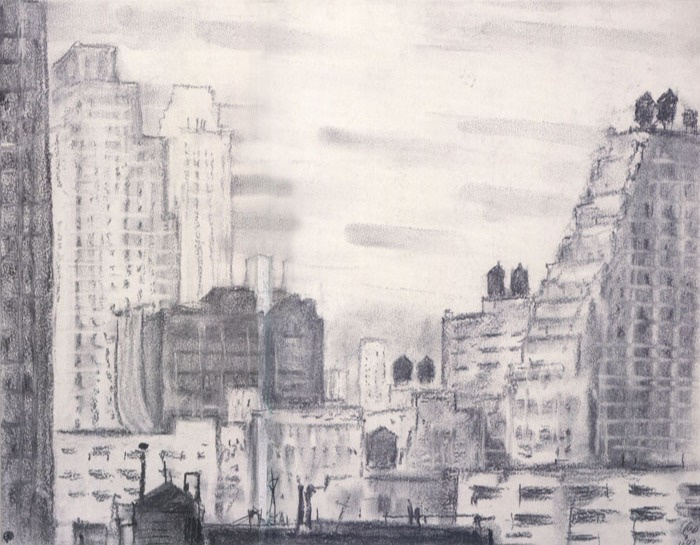 Mstislav Valerianovich Dobuzhinsky. Rooftops of New York