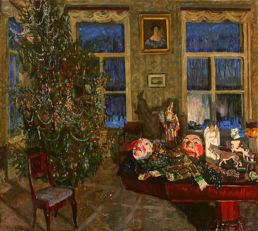 Stanislav Yulianovich Zhukovsky. The night before Christmas (Interior with Christmas tree)