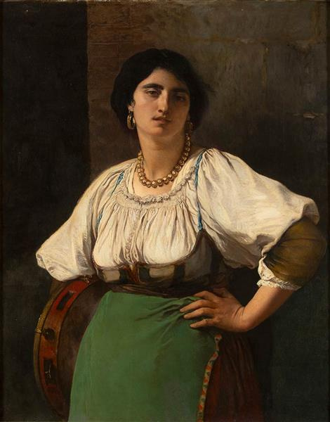 Michele Pietro Cammarano. Woman with a tambourine