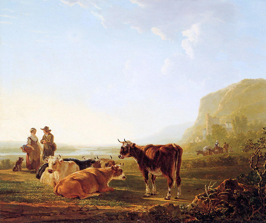 Abraham van Stryj. Landscape with resting cows