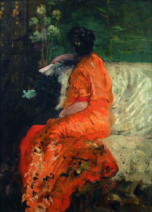 Giuseppe de Nittis. Orange kimono