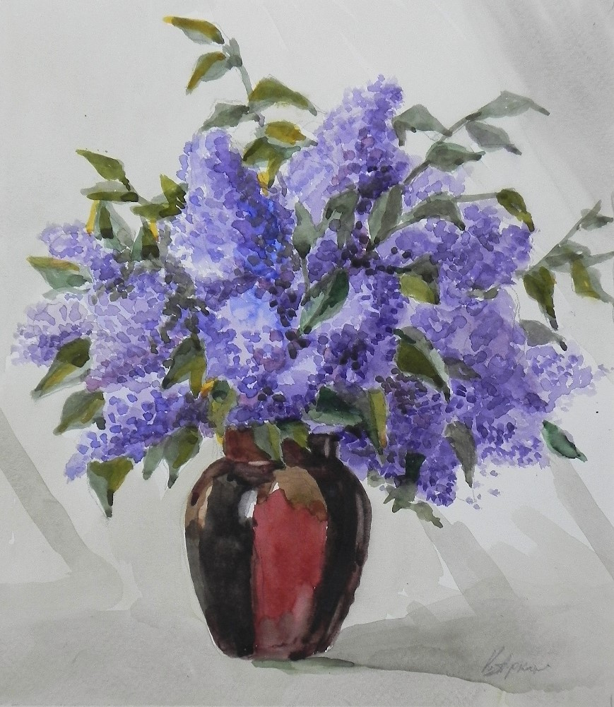 Kapiton Savich Arkhipov. Lilacs in a brown vase.