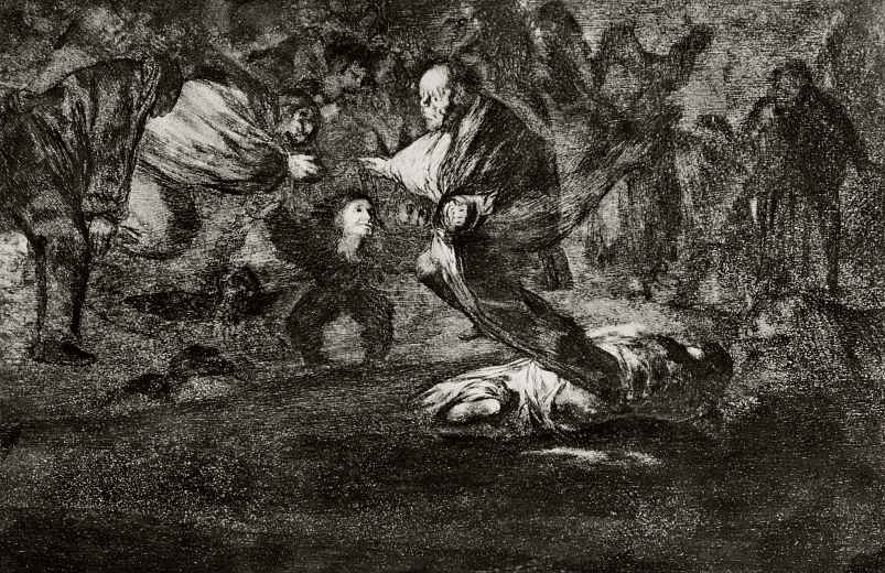 Francisco Goya. A series of "Disparates", page 18: Ghosts