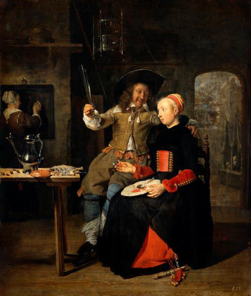 Gabriël Metsu. Selbstbildnis mit Frau Isabella de Wolff in der Taverne