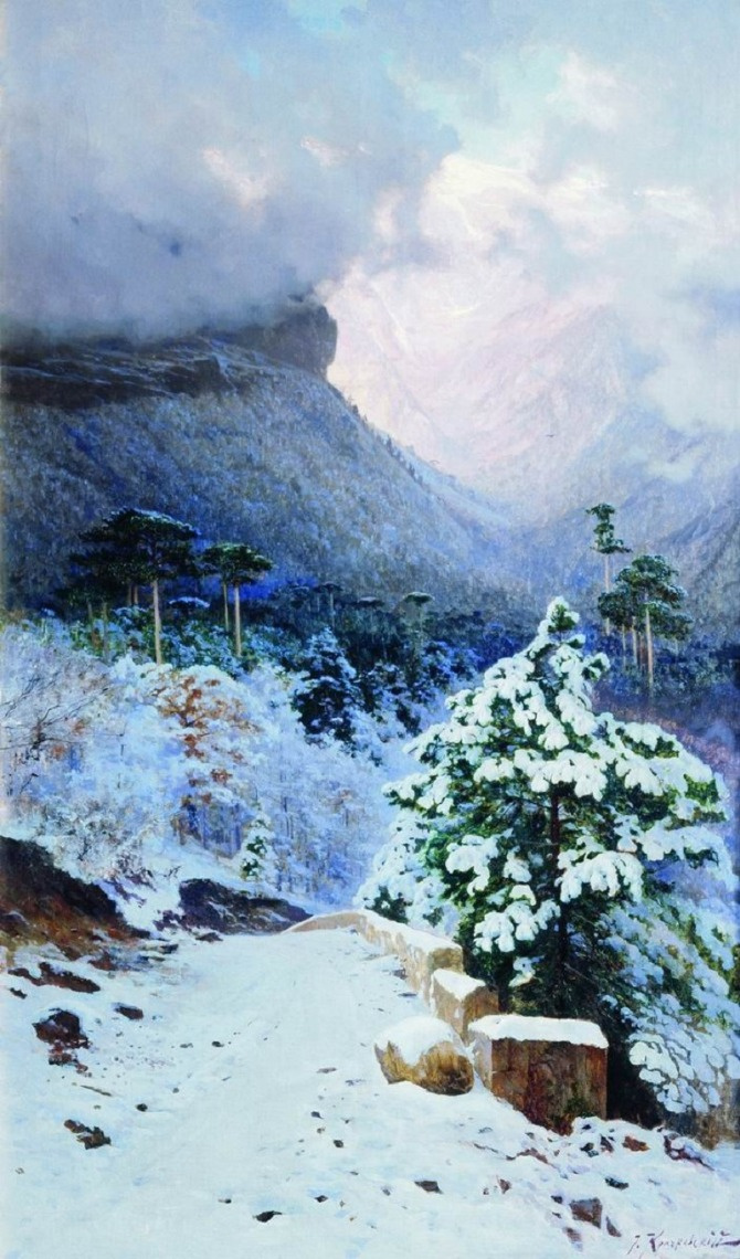 Joseph Evstafievich Krachkovsky. Winter in the Crimea (Road to Uchan-Su)