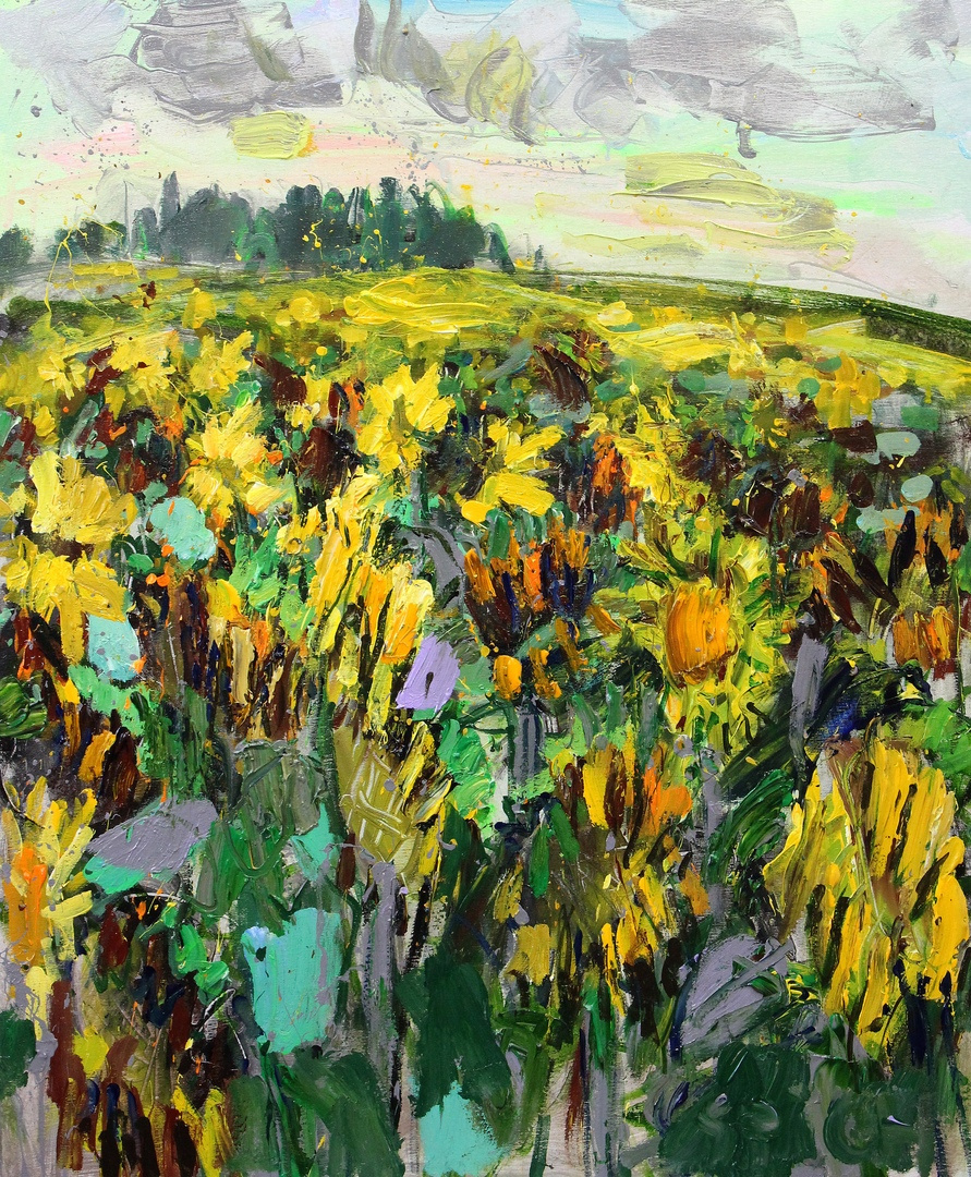 Ilya Pavlovich Spichenkov. Field of mature sunflowers