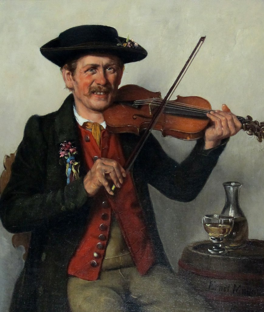 Ernst Immanuel Müller. Музыкант в костюме со скрипкой или альтом