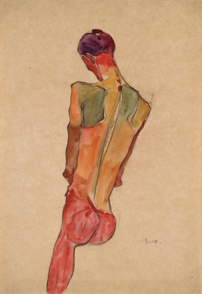 Egon Schiele. Male Nude, Back View